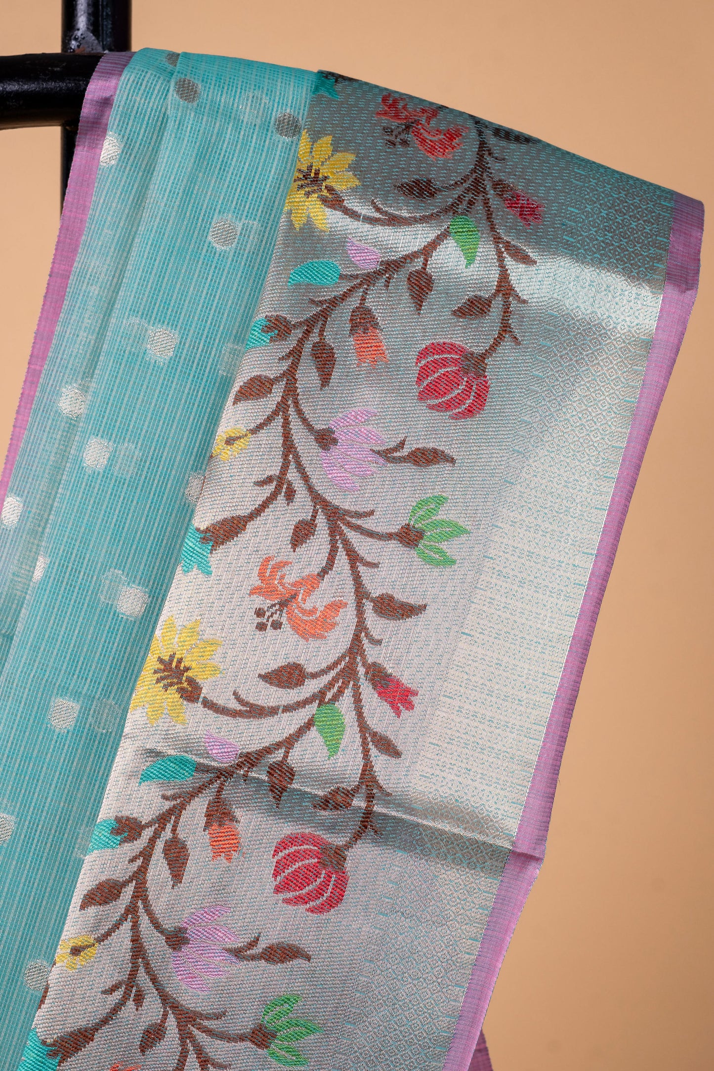 Sky Blue Cotton Kota Designer Pathni Border Premium Banarasi Saree