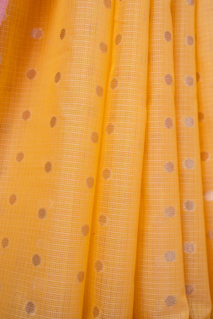 Yellow Cotton Kota Designer Pathni Border Premium Banarasi Saree