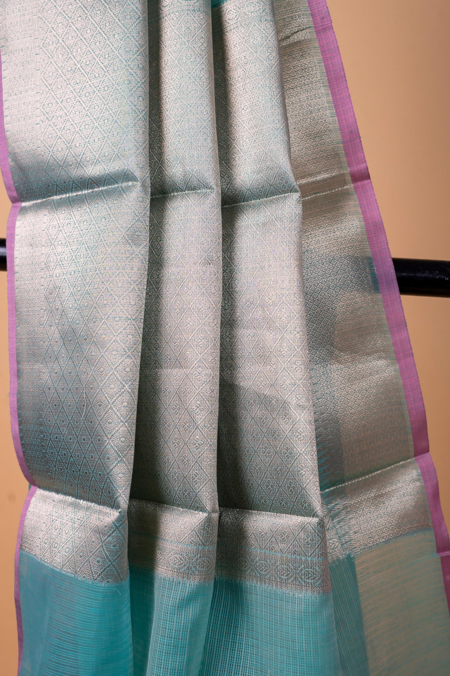 Sky Blue Cotton Kota Designer Pathni Border Premium Banarasi Saree