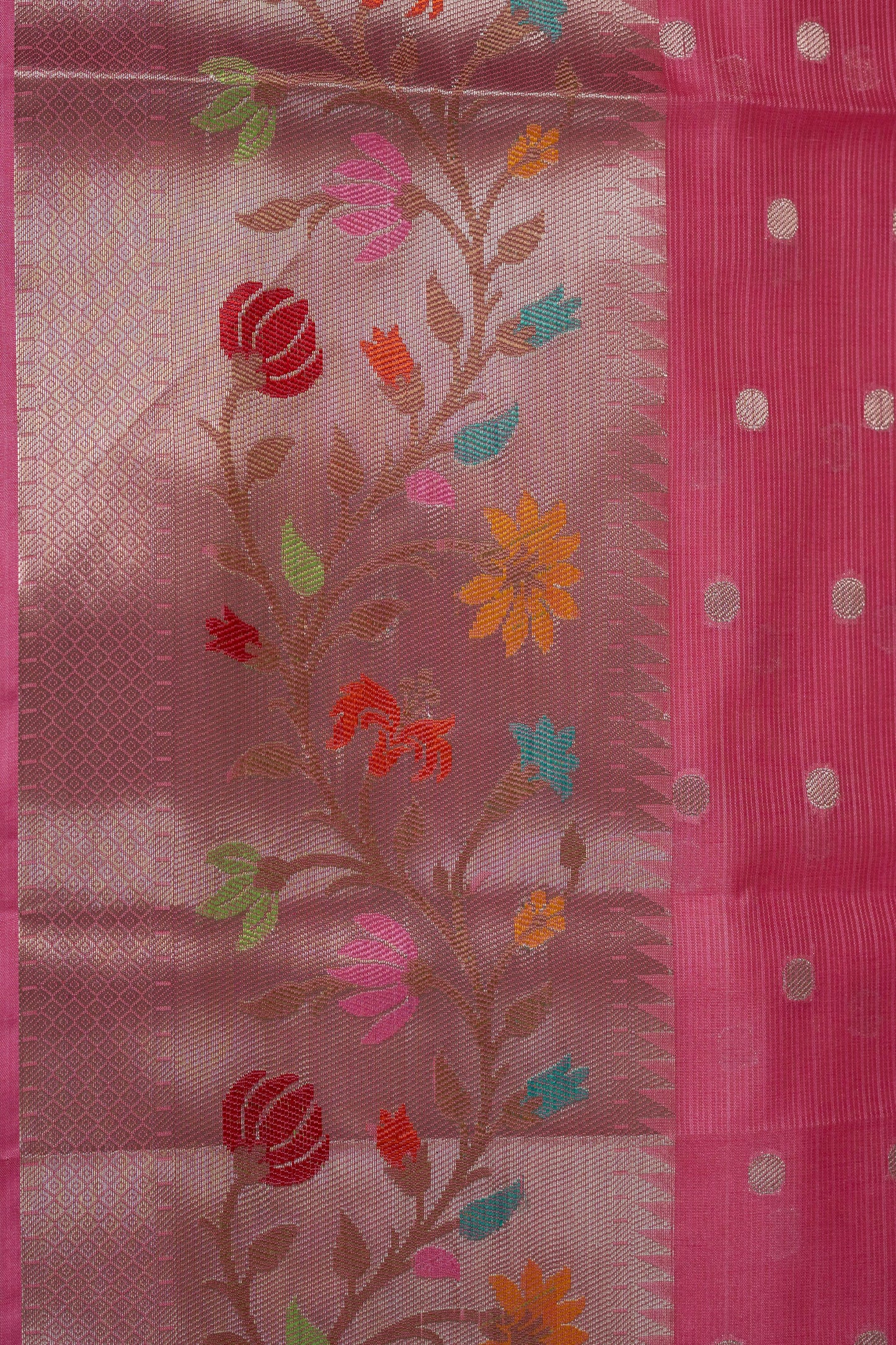 Baby Pink Cotton Kota Designer Pathni Border Premium Banarasi Saree