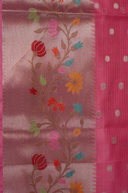 Baby Pink Cotton Kota Designer Pathni Border Premium Banarasi Saree