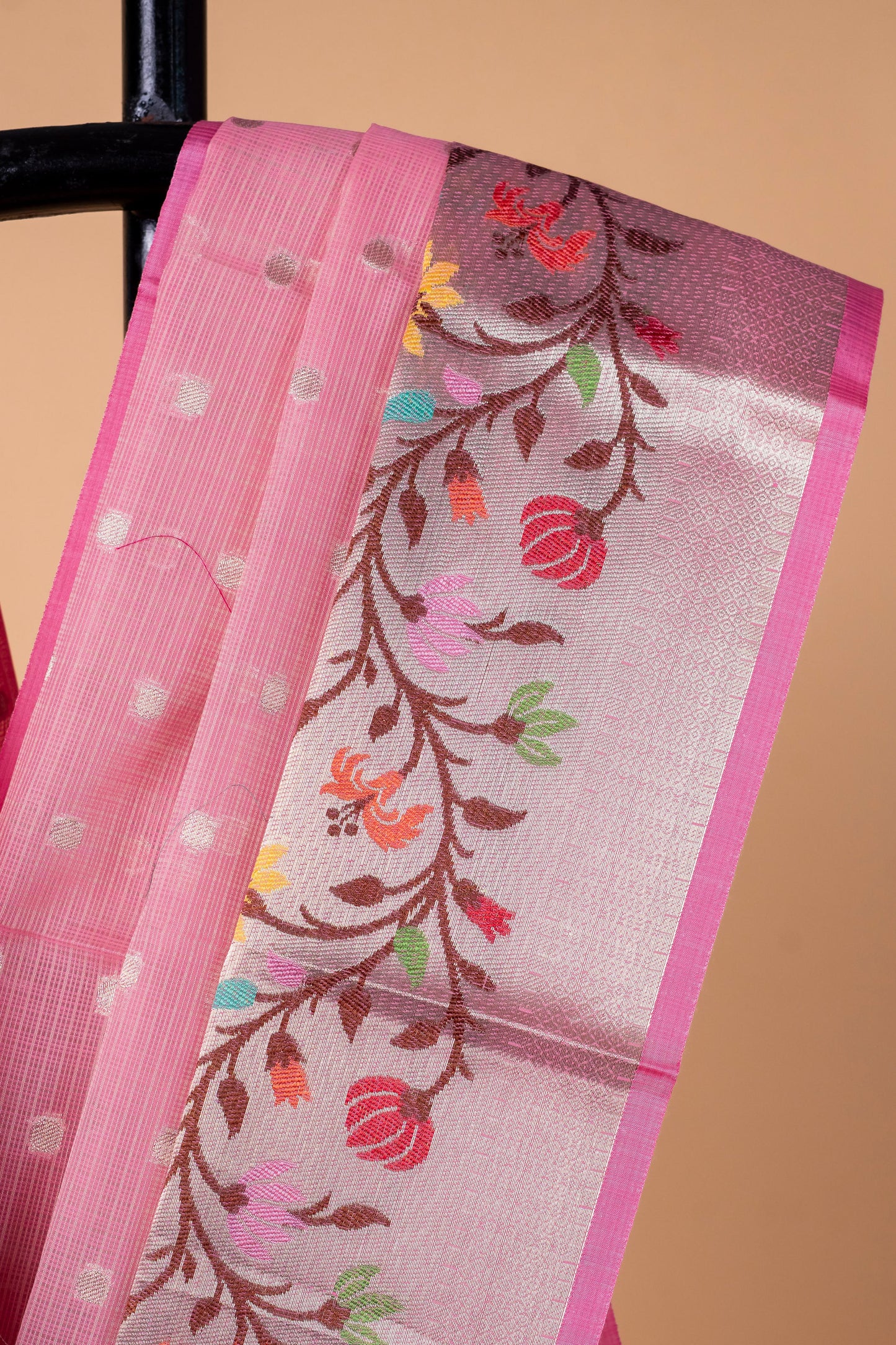 Baby Pink Cotton Kota Designer Pathni Border Premium Banarasi Saree