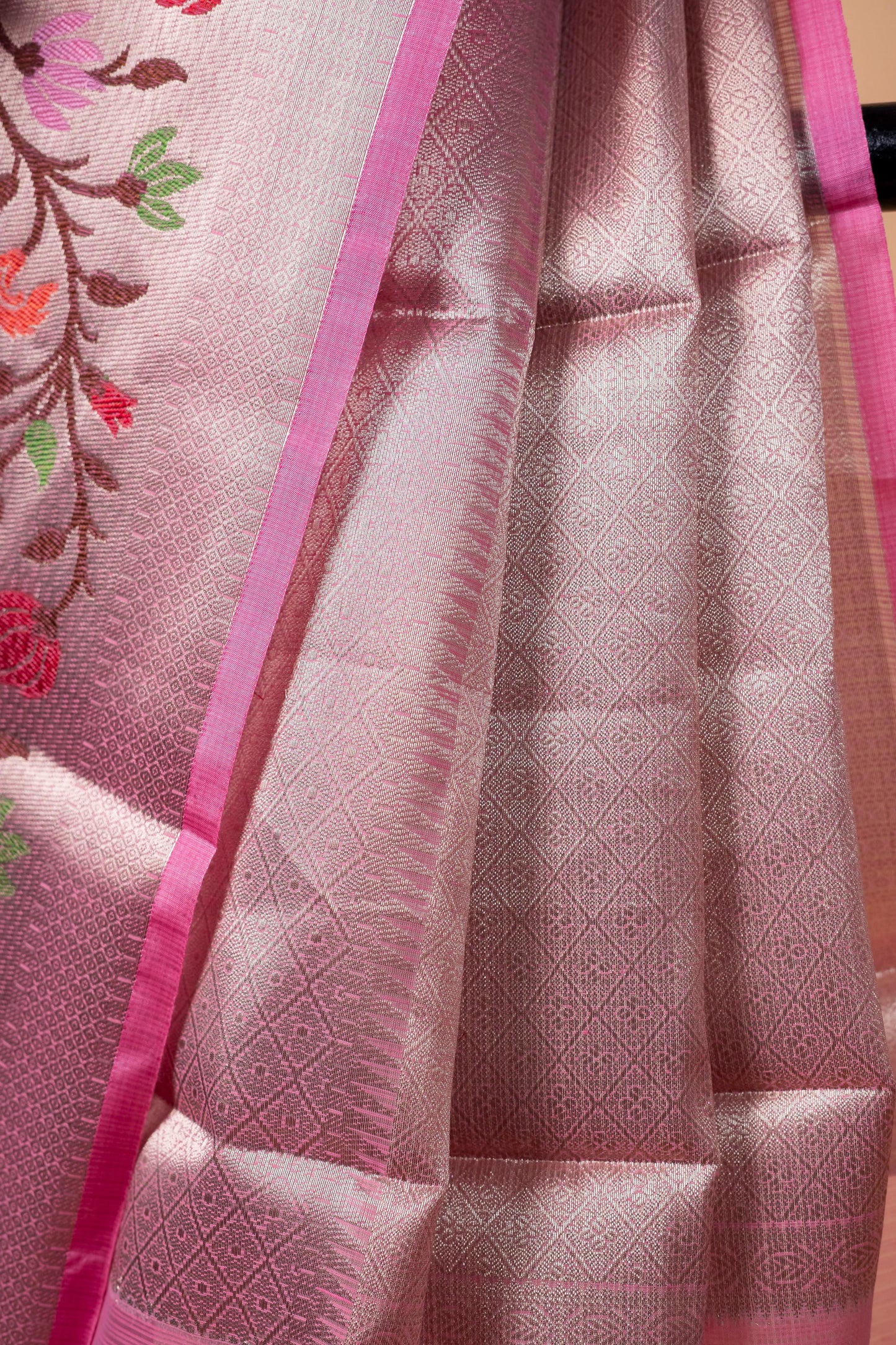 Baby Pink Cotton Kota Designer Pathni Border Premium Banarasi Saree