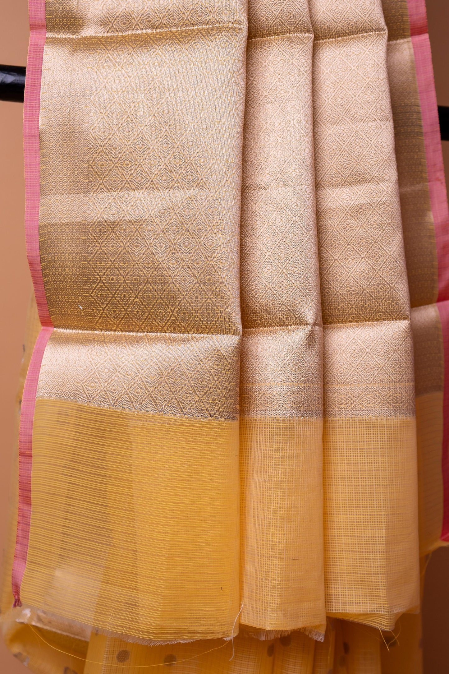 Yellow Cotton Kota Designer Pathni Border Premium Banarasi Saree