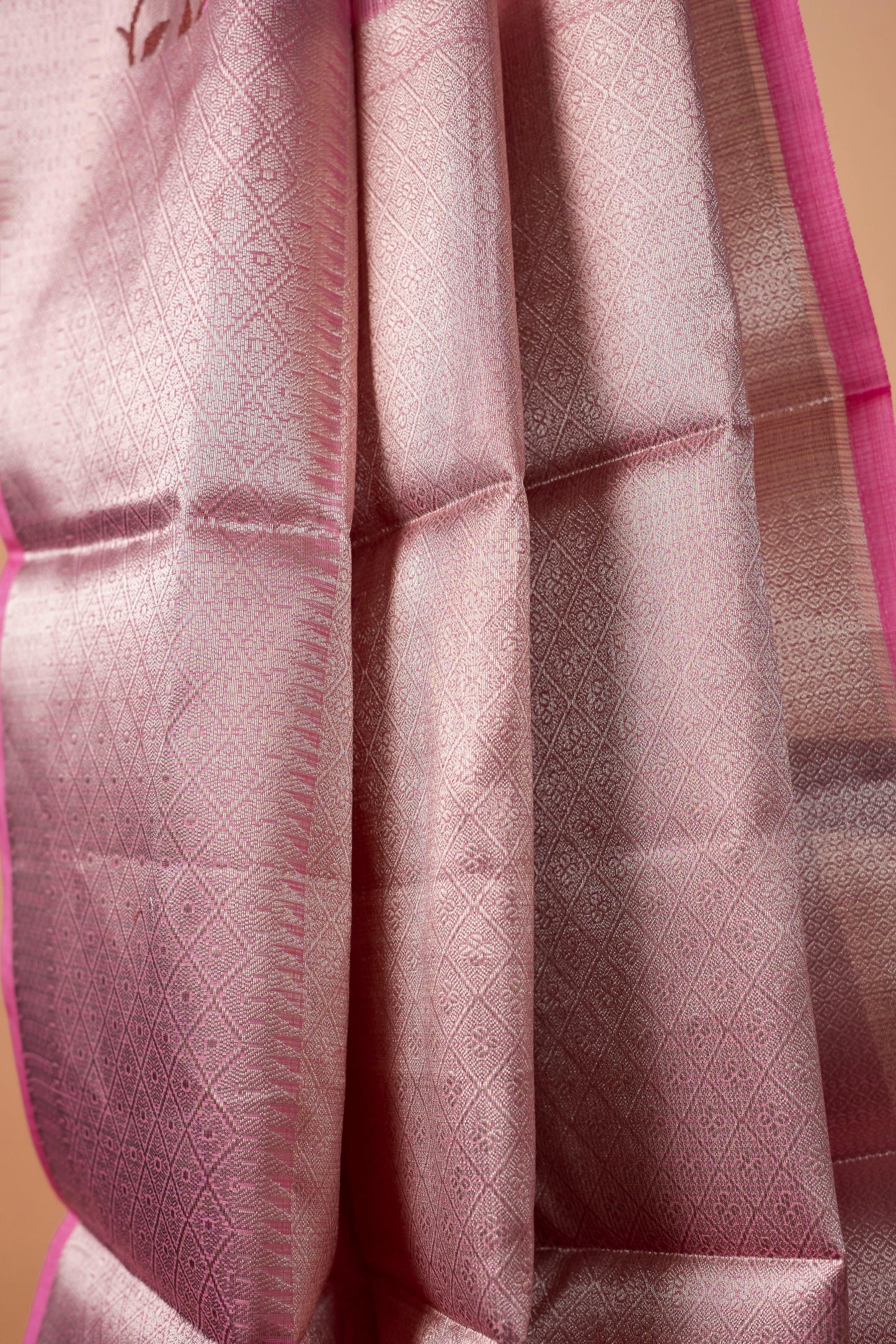 Baby Pink Cotton Kota Designer Pathni Border Premium Banarasi Saree