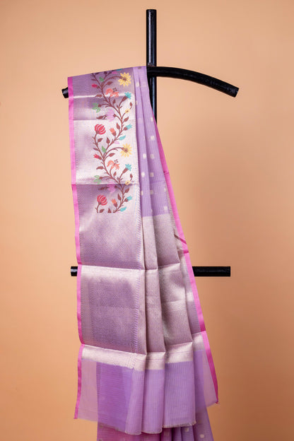Lavender Cotton Kota Designer Pathni Border Premium Banarasi Saree
