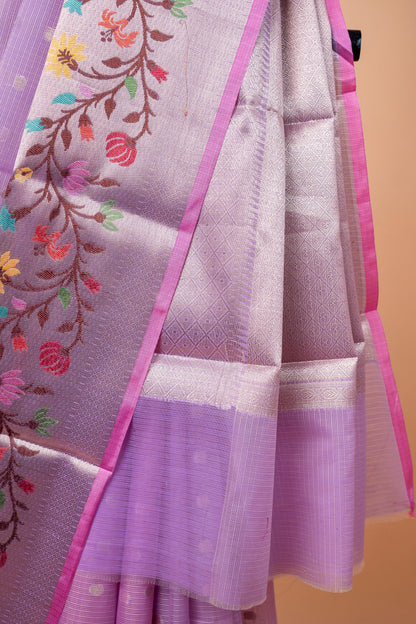 Lavender Cotton Kota Designer Pathni Border Premium Banarasi Saree