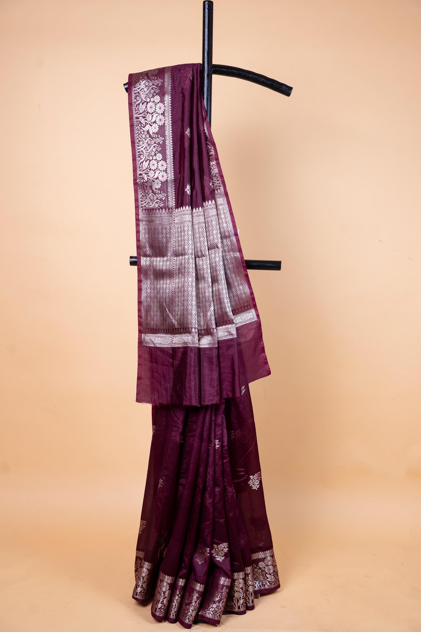 Wine Raw Mango Premium Banarasi Saree
