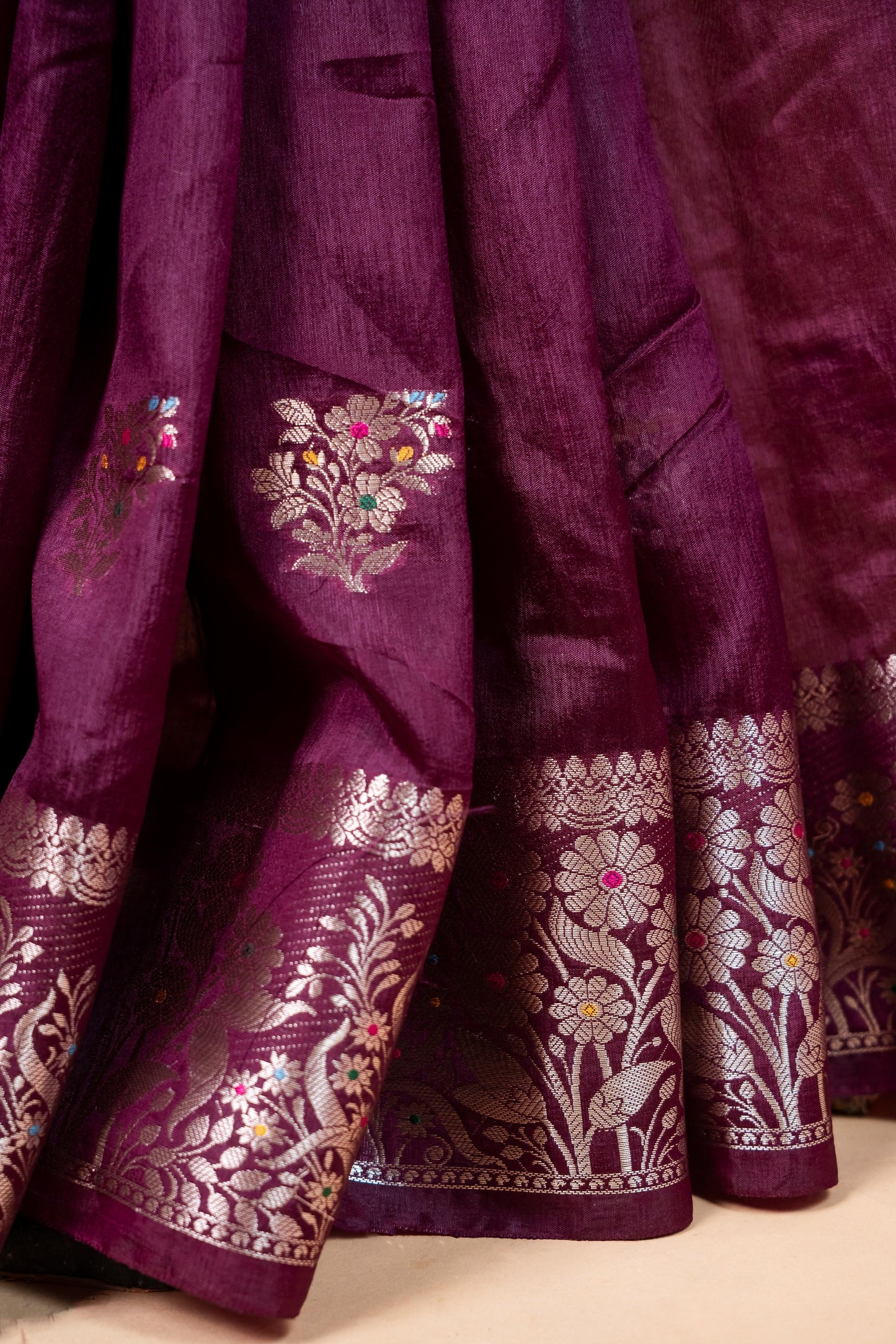 Wine Raw Mango Premium Banarasi Saree