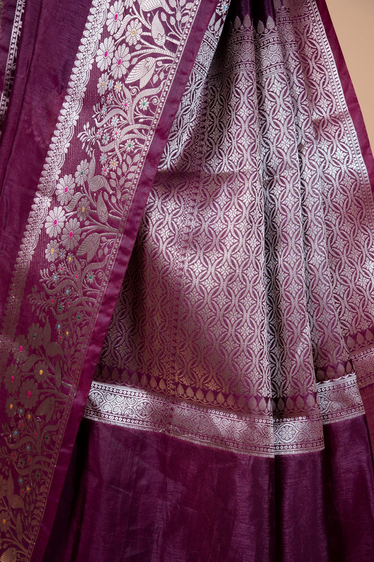 Wine Raw Mango Premium Banarasi Saree