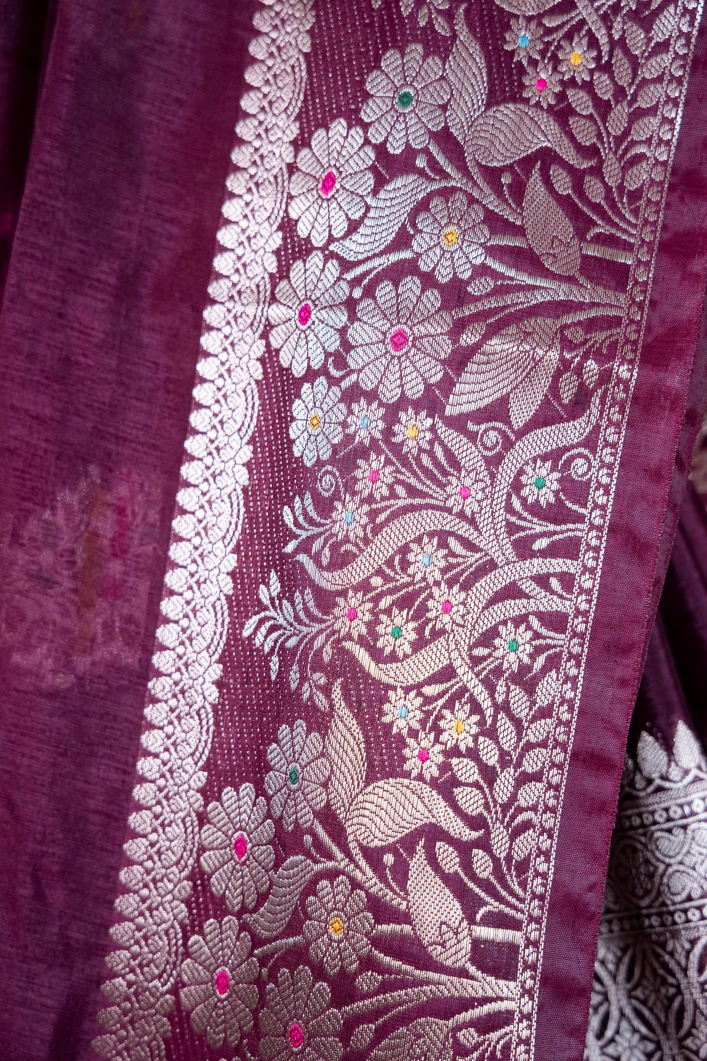 Wine Raw Mango Premium Banarasi Saree
