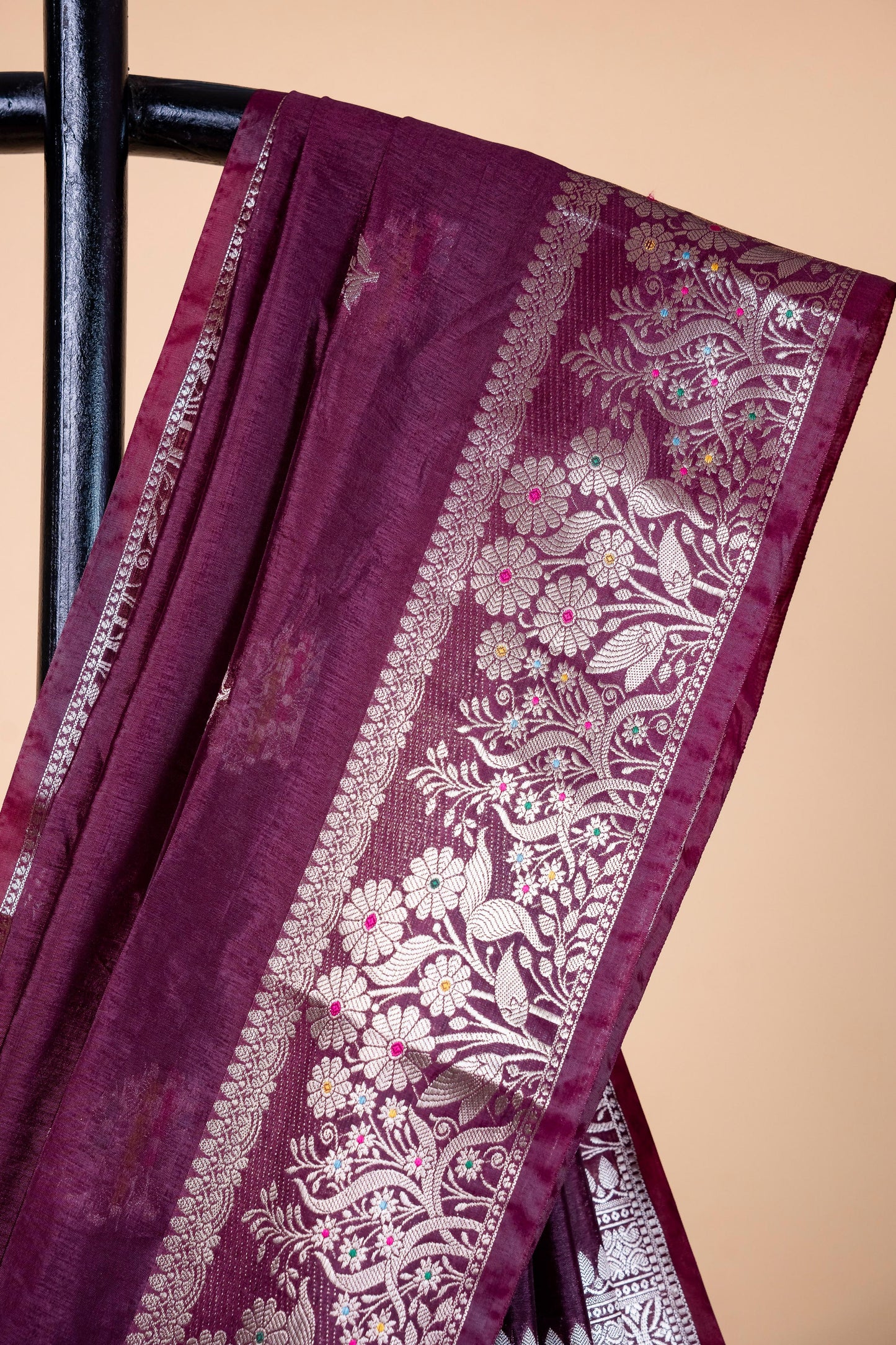 Wine Raw Mango Premium Banarasi Saree