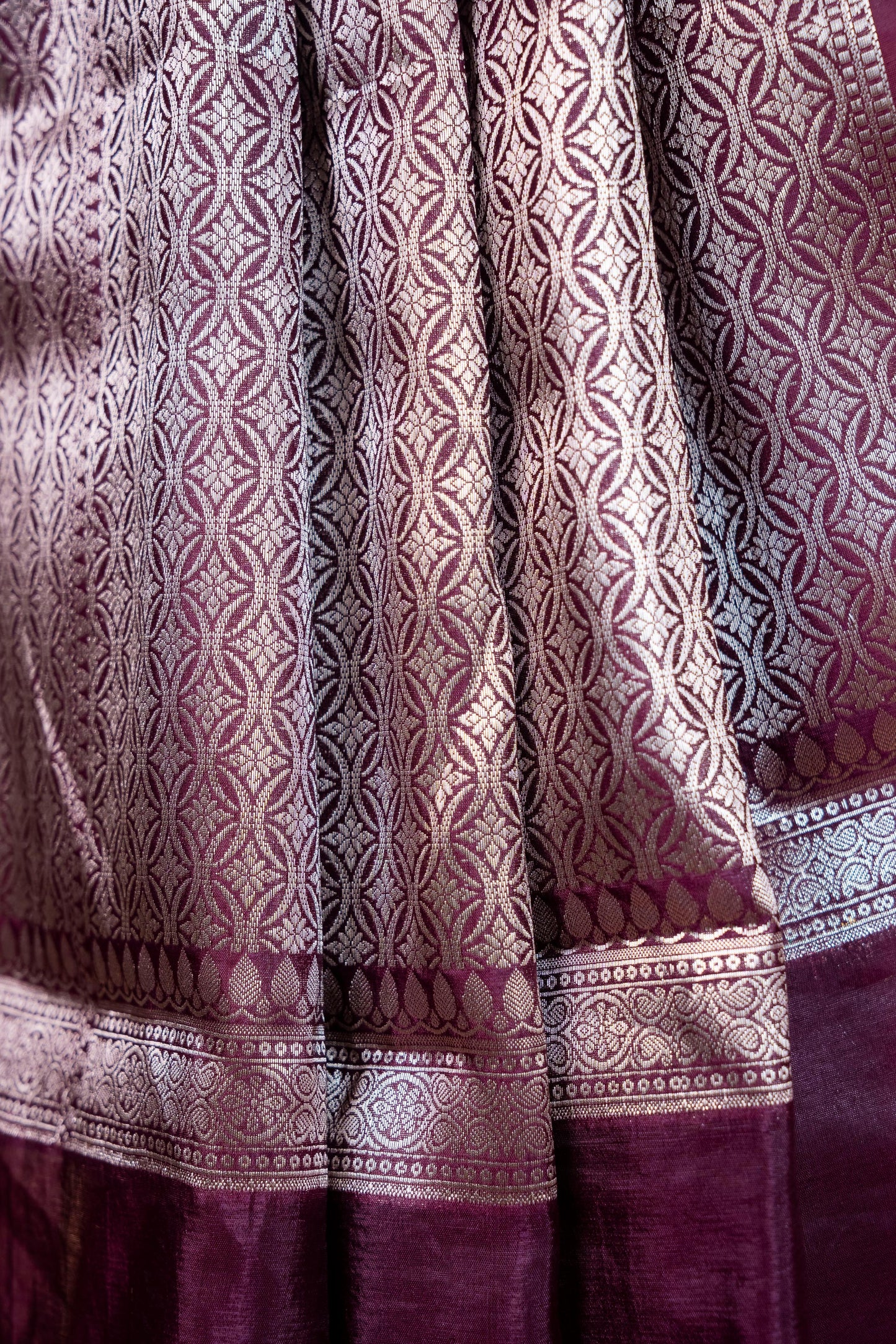 Wine Raw Mango Premium Banarasi Saree