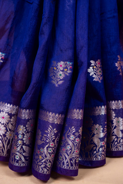 Royal Blue Raw Mango Premium Banarasi Saree