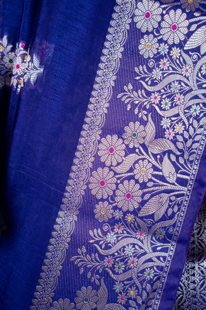 Royal Blue Raw Mango Premium Banarasi Saree