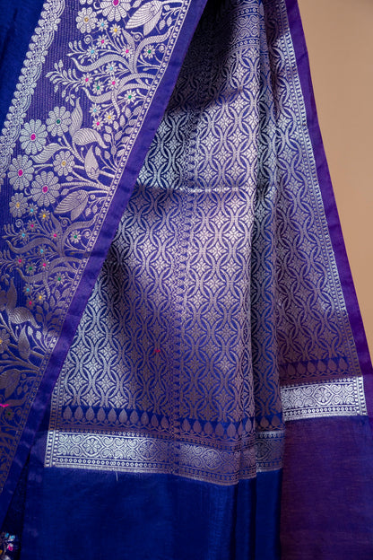 Royal Blue Raw Mango Premium Banarasi Saree