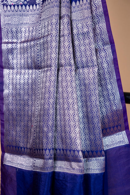 Royal Blue Raw Mango Premium Banarasi Saree