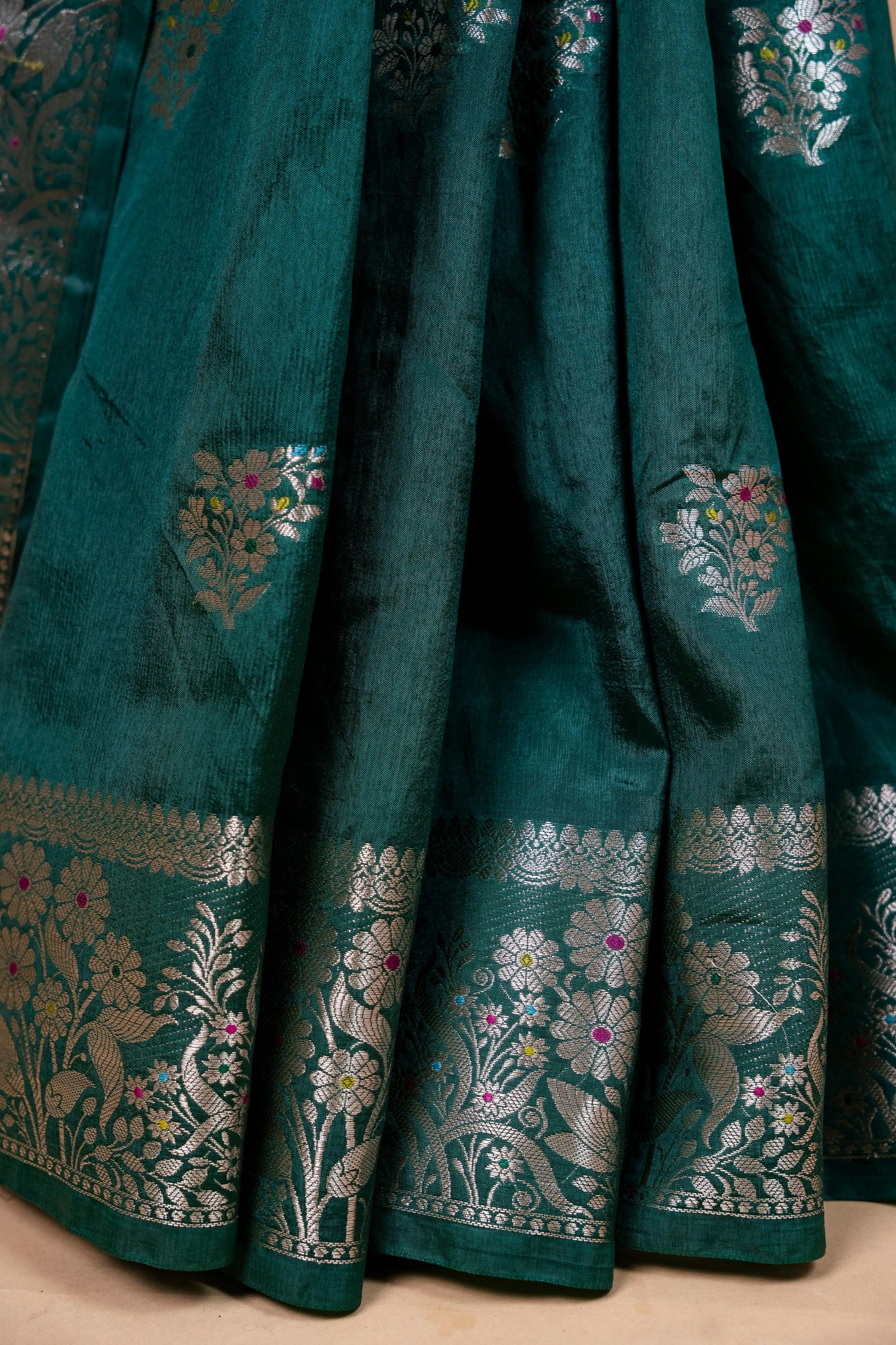 Bottle Green Raw Mango Premium Banarasi Saree