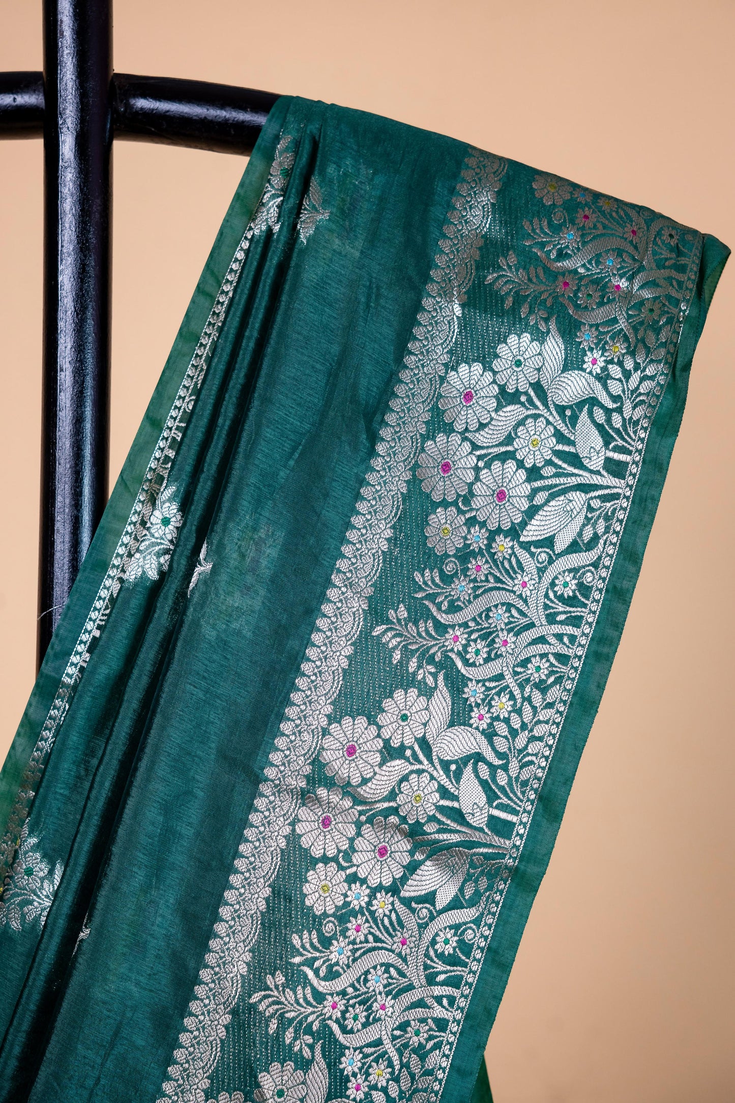 Bottle Green Raw Mango Premium Banarasi Saree