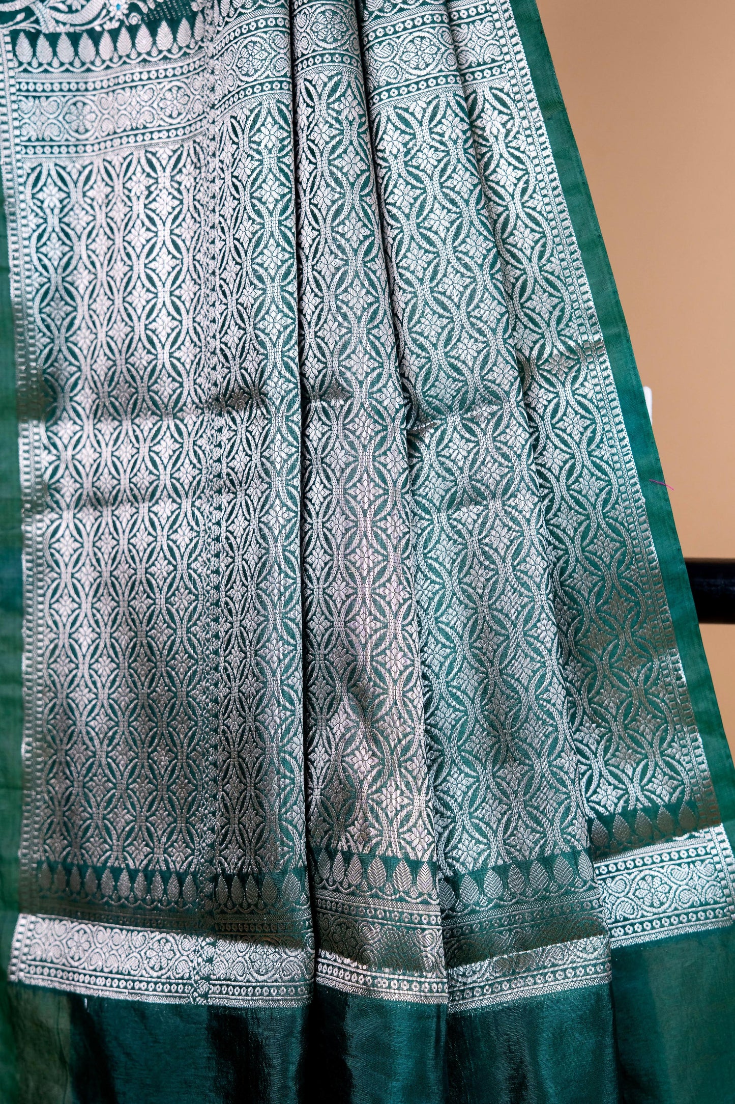 Bottle Green Raw Mango Premium Banarasi Saree