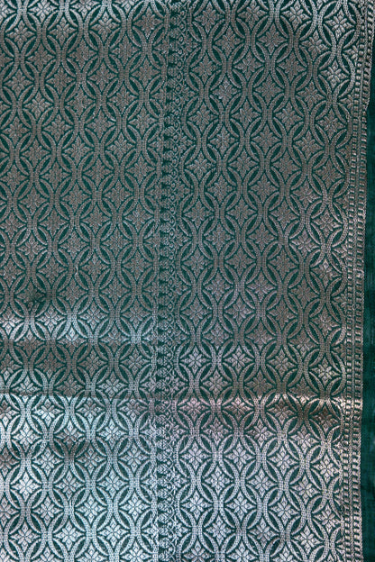 Bottle Green Raw Mango Premium Banarasi Saree