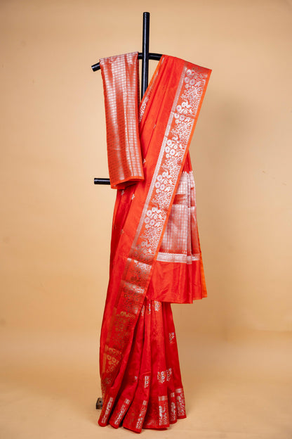 Orange Raw Mango Premium Banarasi Saree