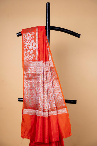 Orange Raw Mango Premium Banarasi Saree
