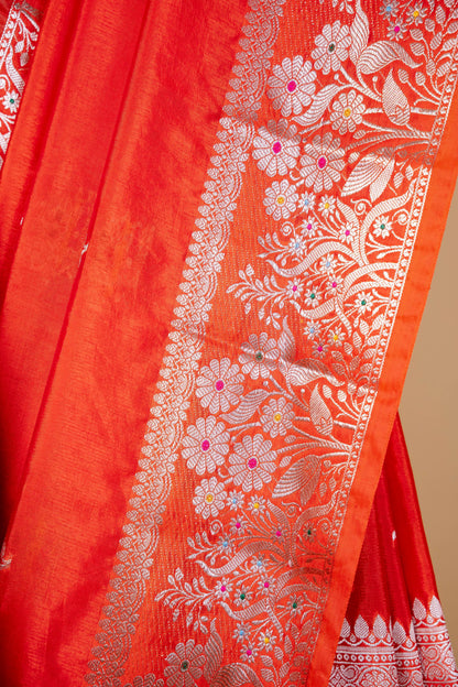 Orange Raw Mango Premium Banarasi Saree