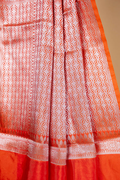 Orange Raw Mango Premium Banarasi Saree