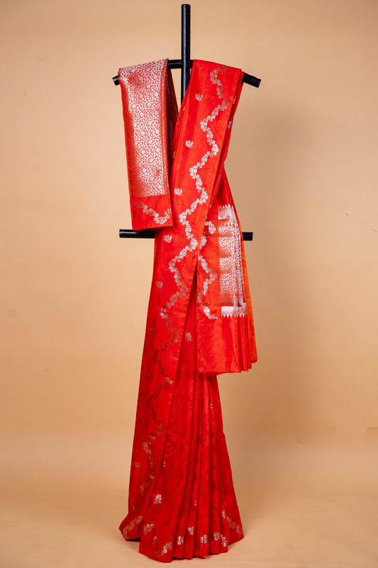 Orange Raw Mango Premium Banarasi Saree