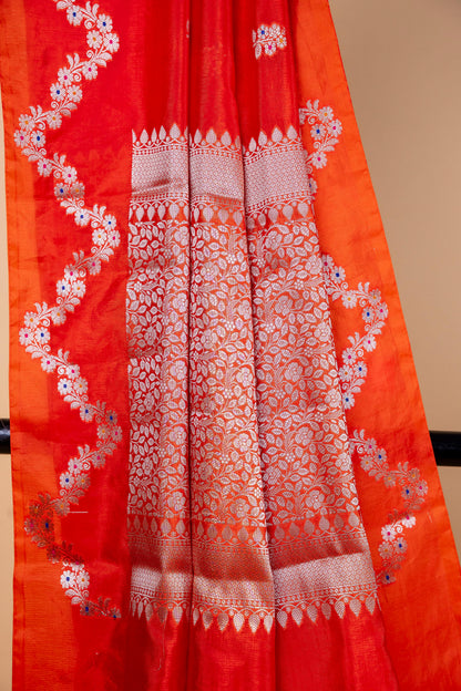 Orange Raw Mango Premium Banarasi Saree