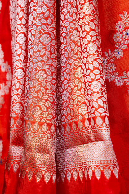 Orange Raw Mango Premium Banarasi Saree