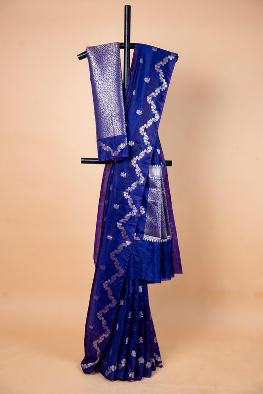 Royal Blue Raw Mango Premium Banarasi Saree