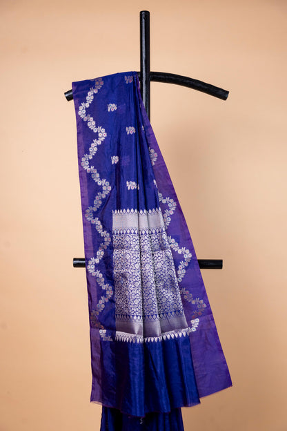 Royal Blue Raw Mango Premium Banarasi Saree