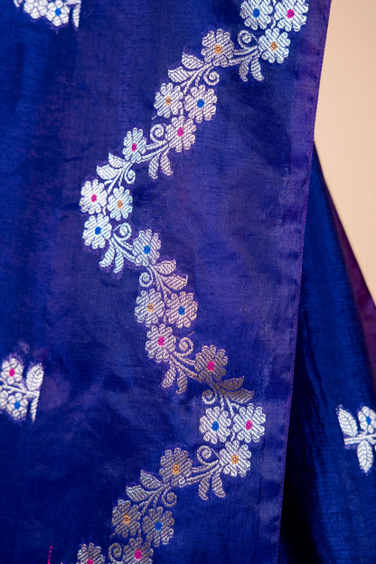 Royal Blue Raw Mango Premium Banarasi Saree