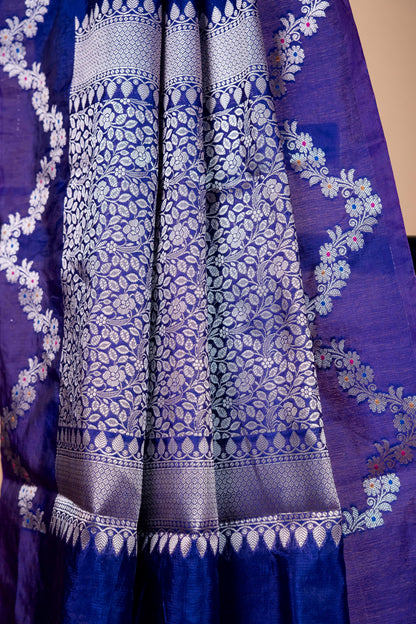 Royal Blue Raw Mango Premium Banarasi Saree