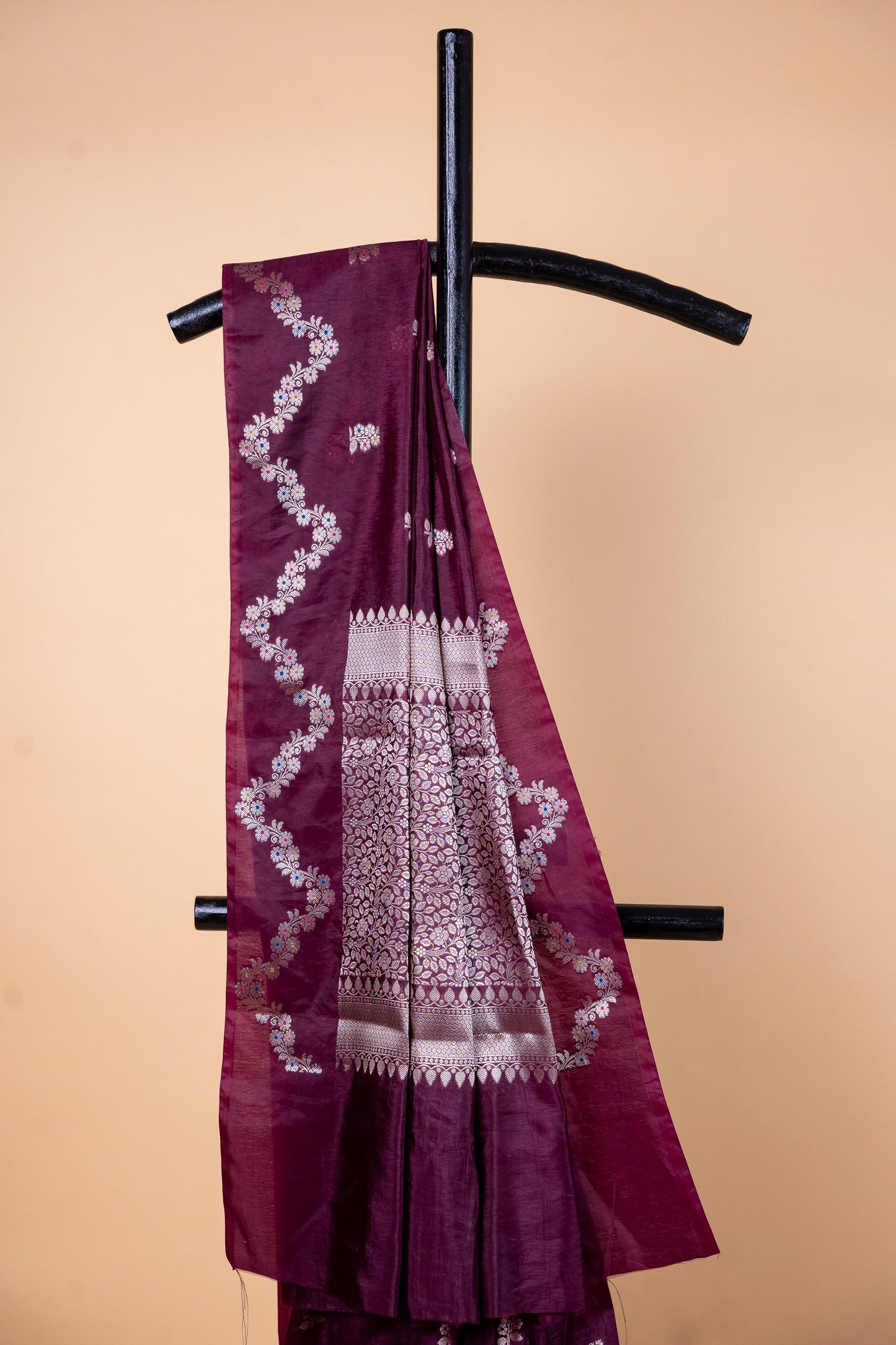 Wine Raw Mango Premium Banarasi Saree