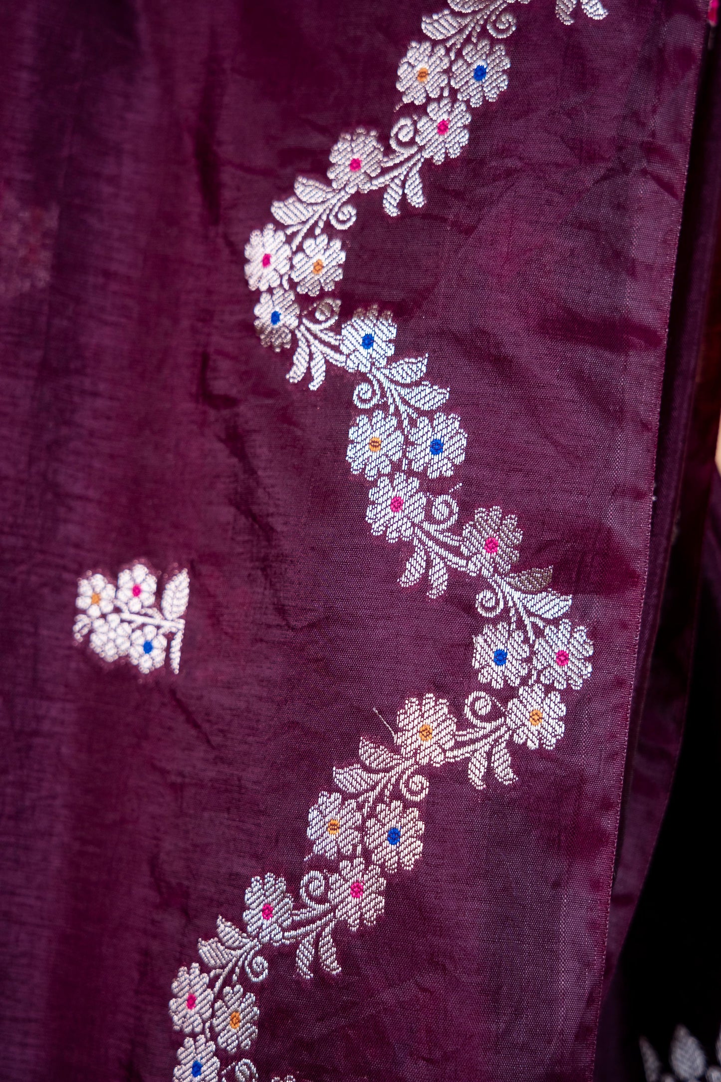 Wine Raw Mango Premium Banarasi Saree