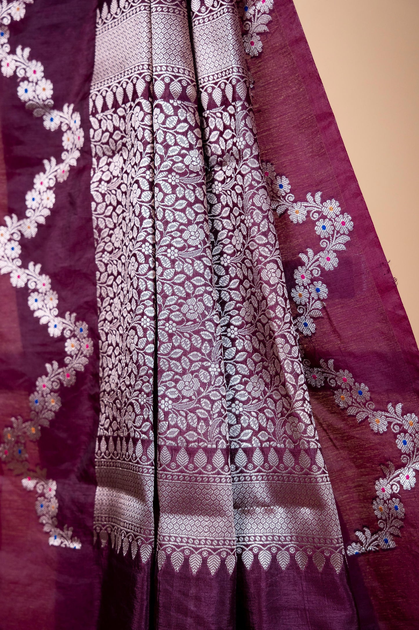 Wine Raw Mango Premium Banarasi Saree