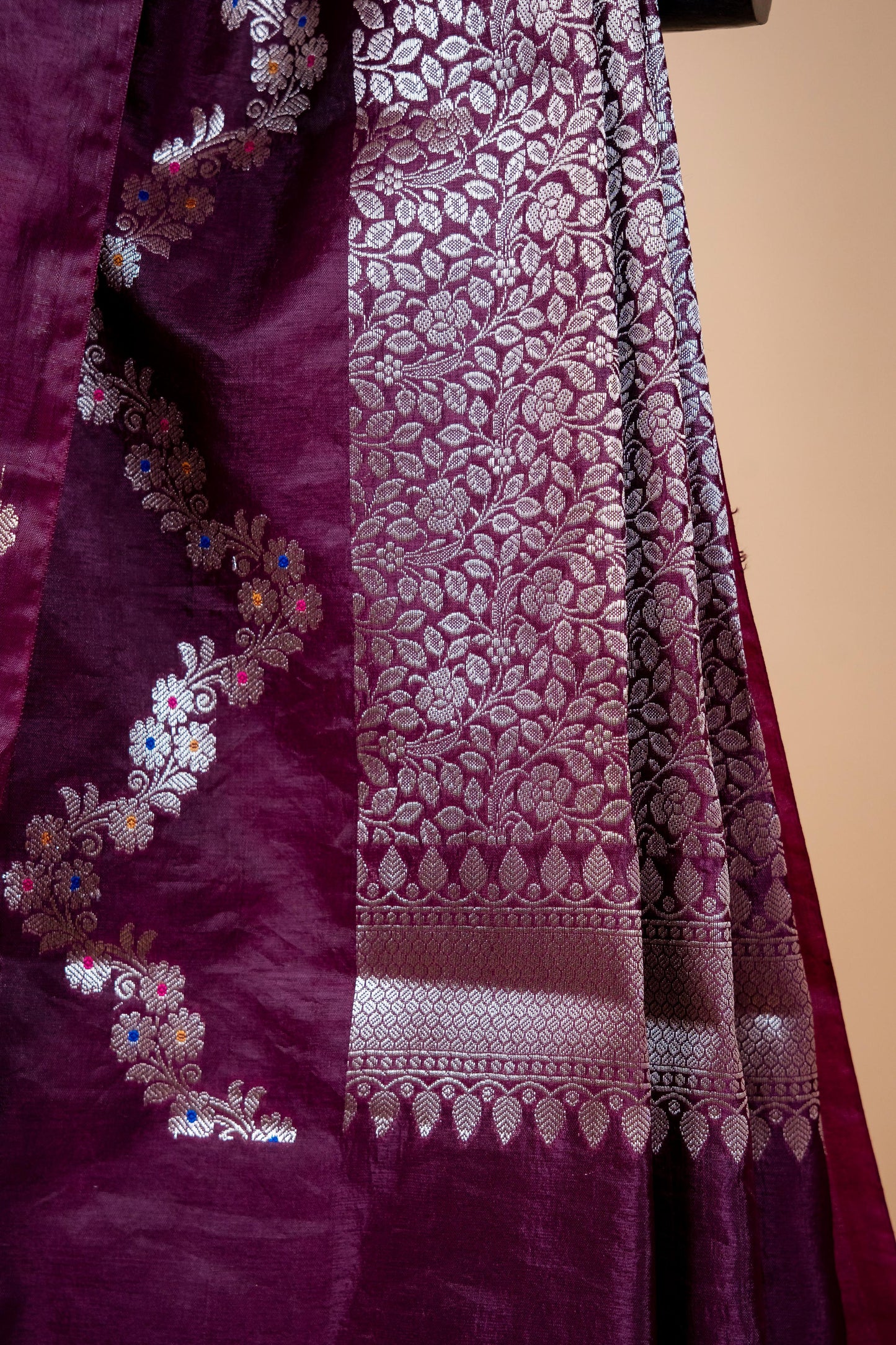 Wine Raw Mango Premium Banarasi Saree