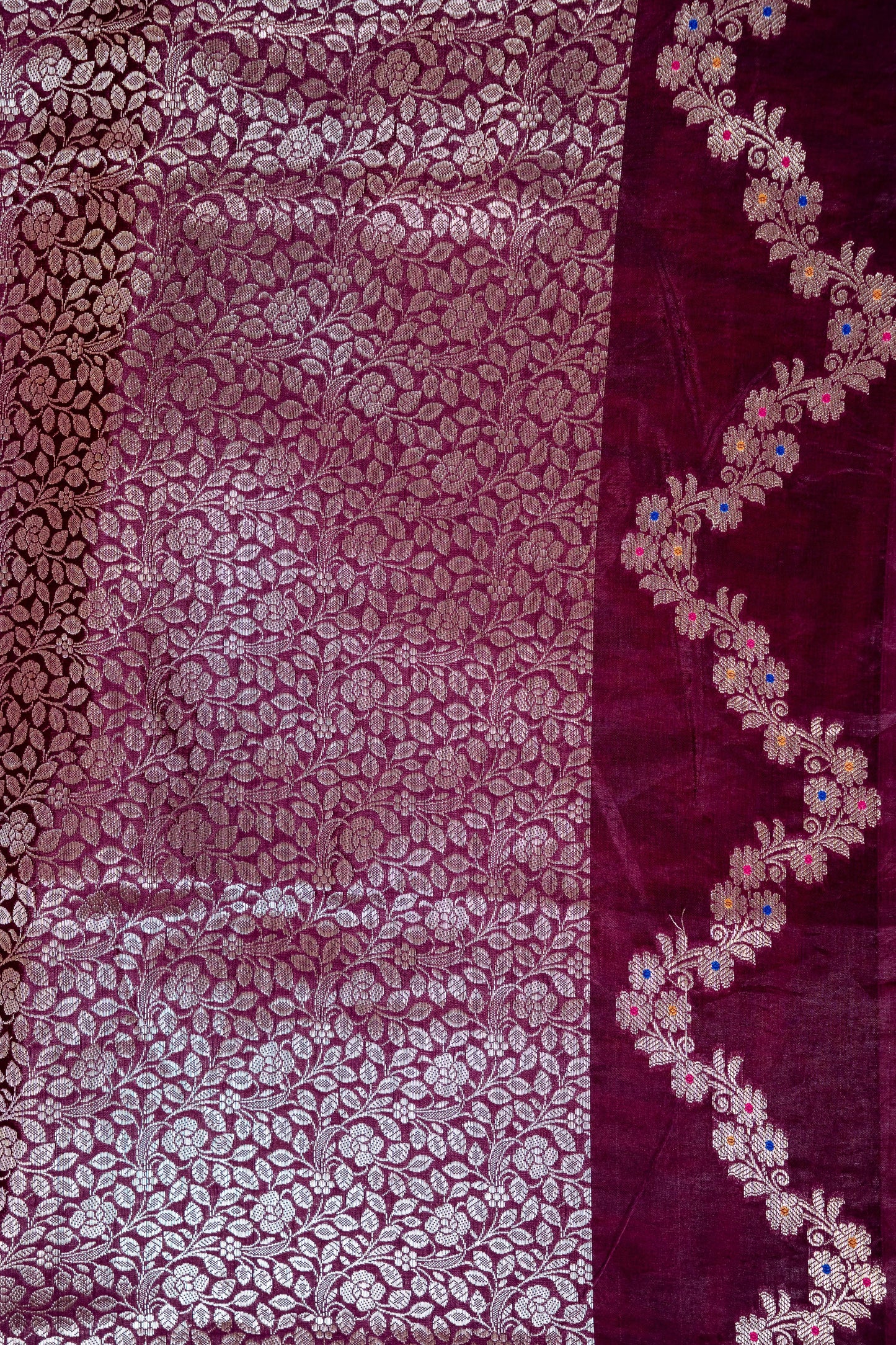 Wine Raw Mango Premium Banarasi Saree