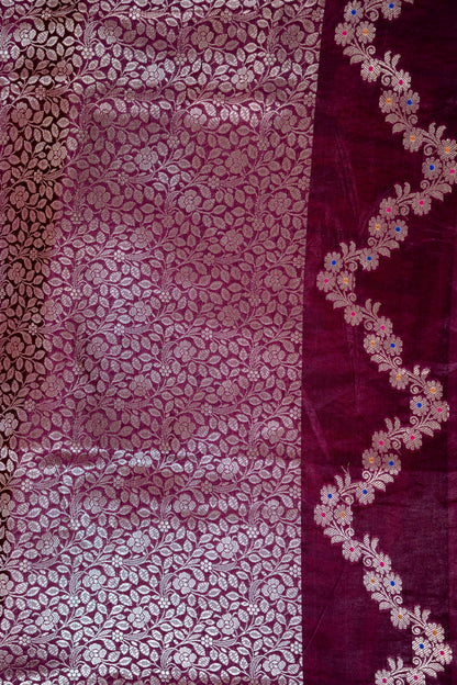 Wine Raw Mango Premium Banarasi Saree