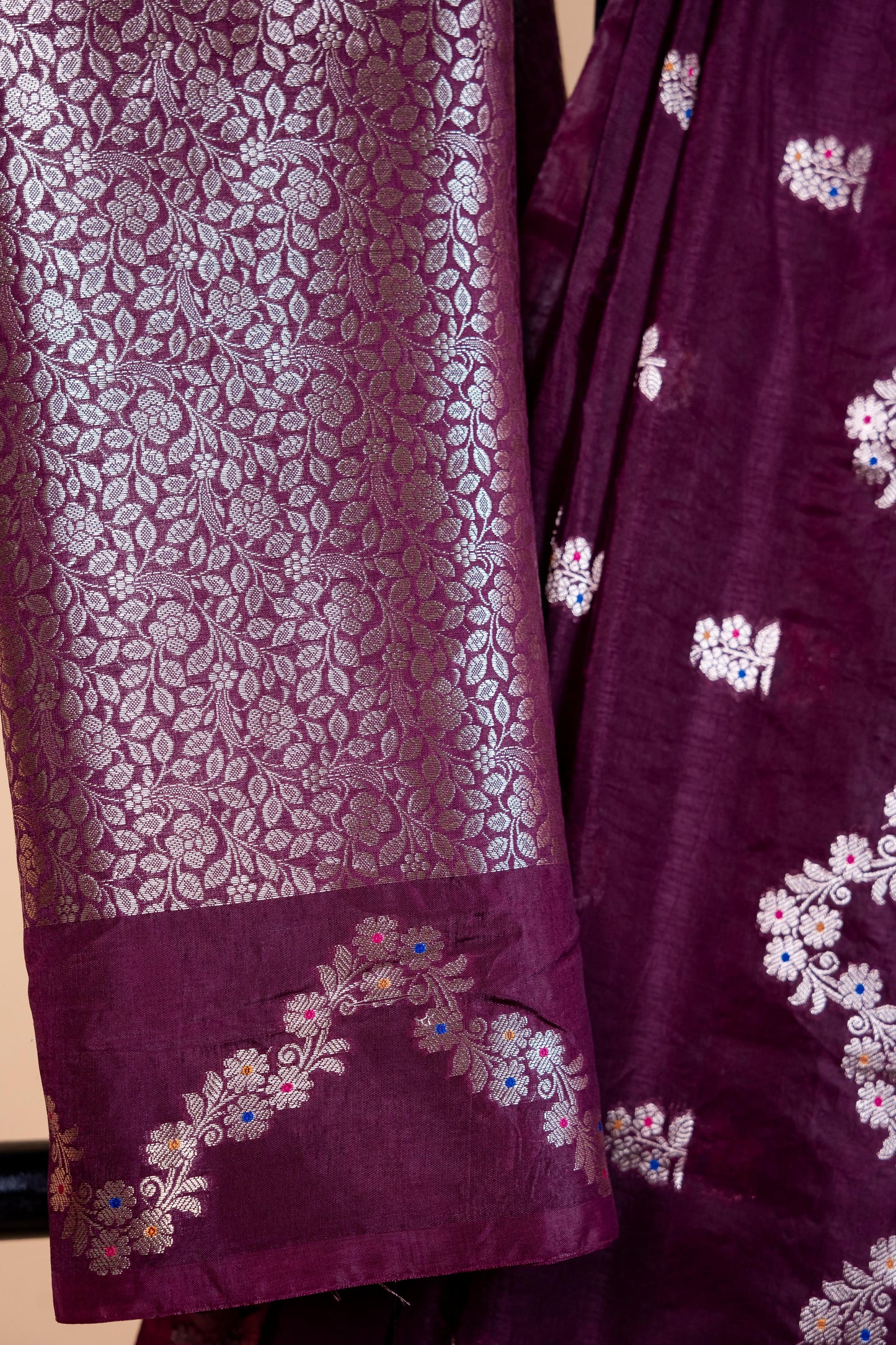 Wine Raw Mango Premium Banarasi Saree