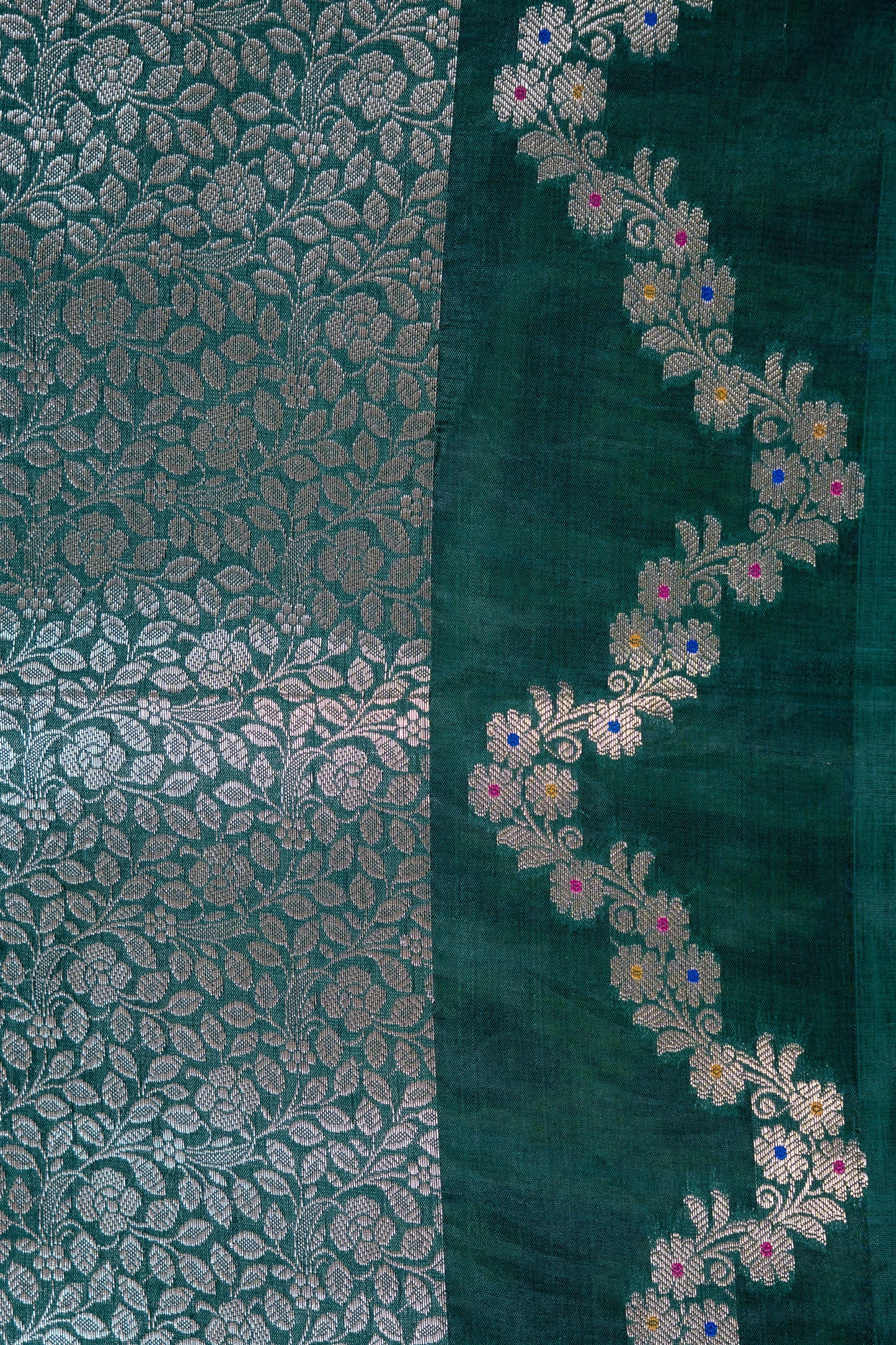 Bottle Green Raw Mango Premium Banarasi Saree