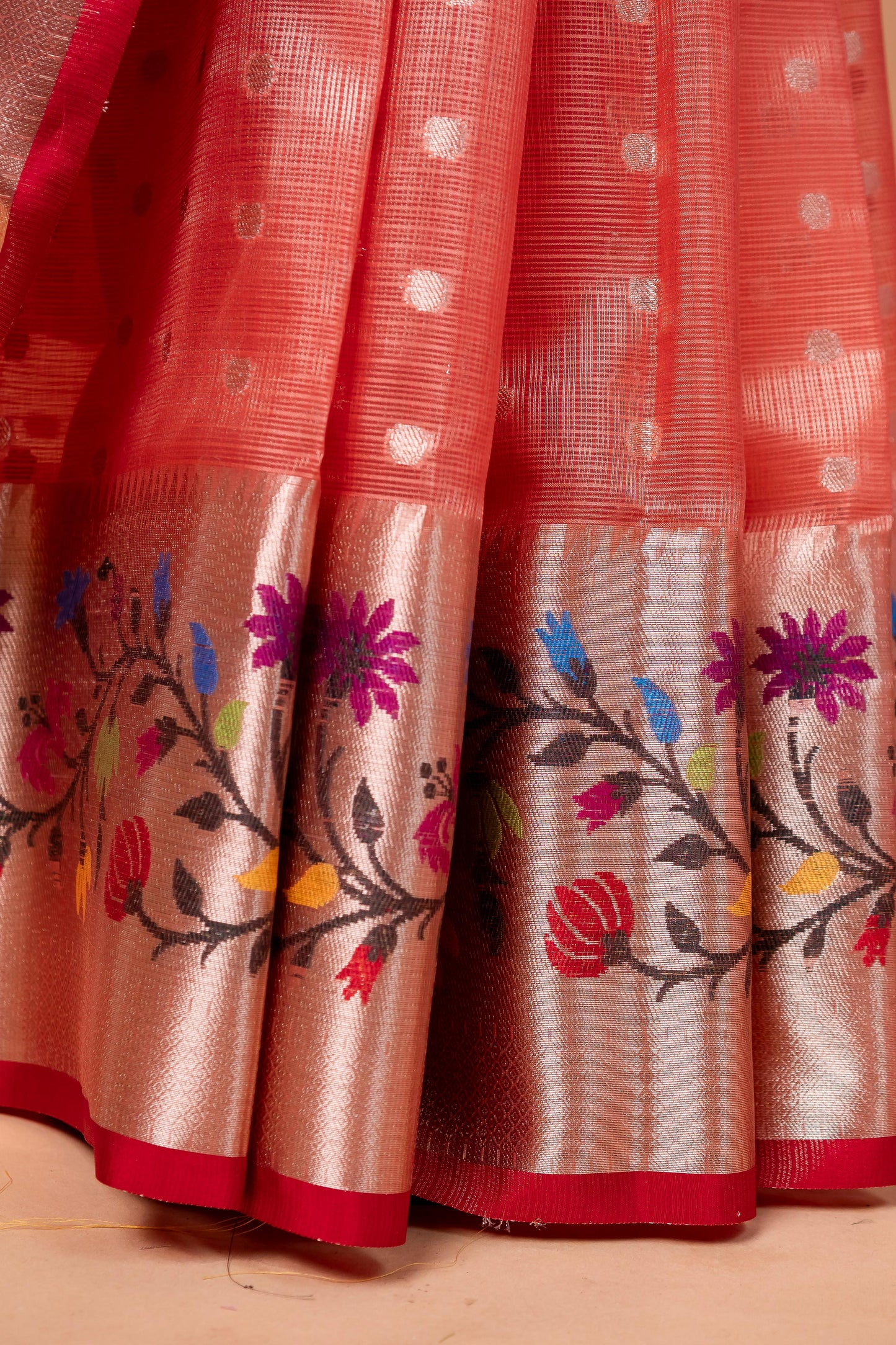 Red Tissue Kota Designer Paithni Border Premium Banarasi Saree