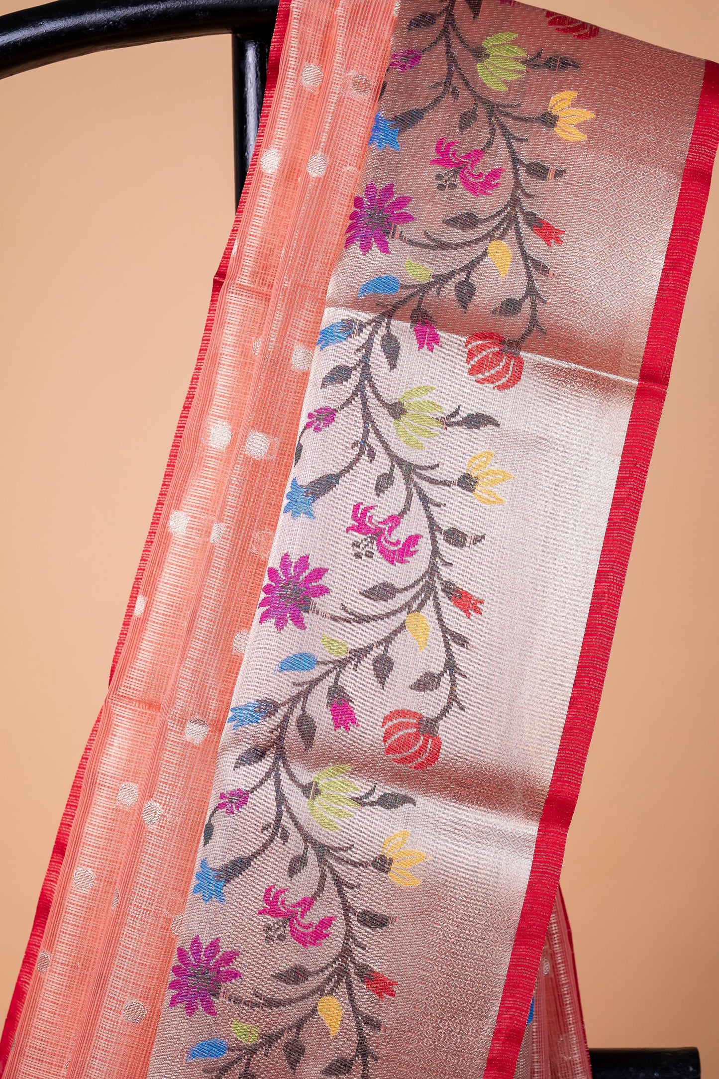 Red Tissue Kota Designer Paithni Border Premium Banarasi Saree