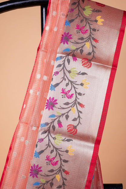 Red Tissue Kota Designer Paithni Border Premium Banarasi Saree