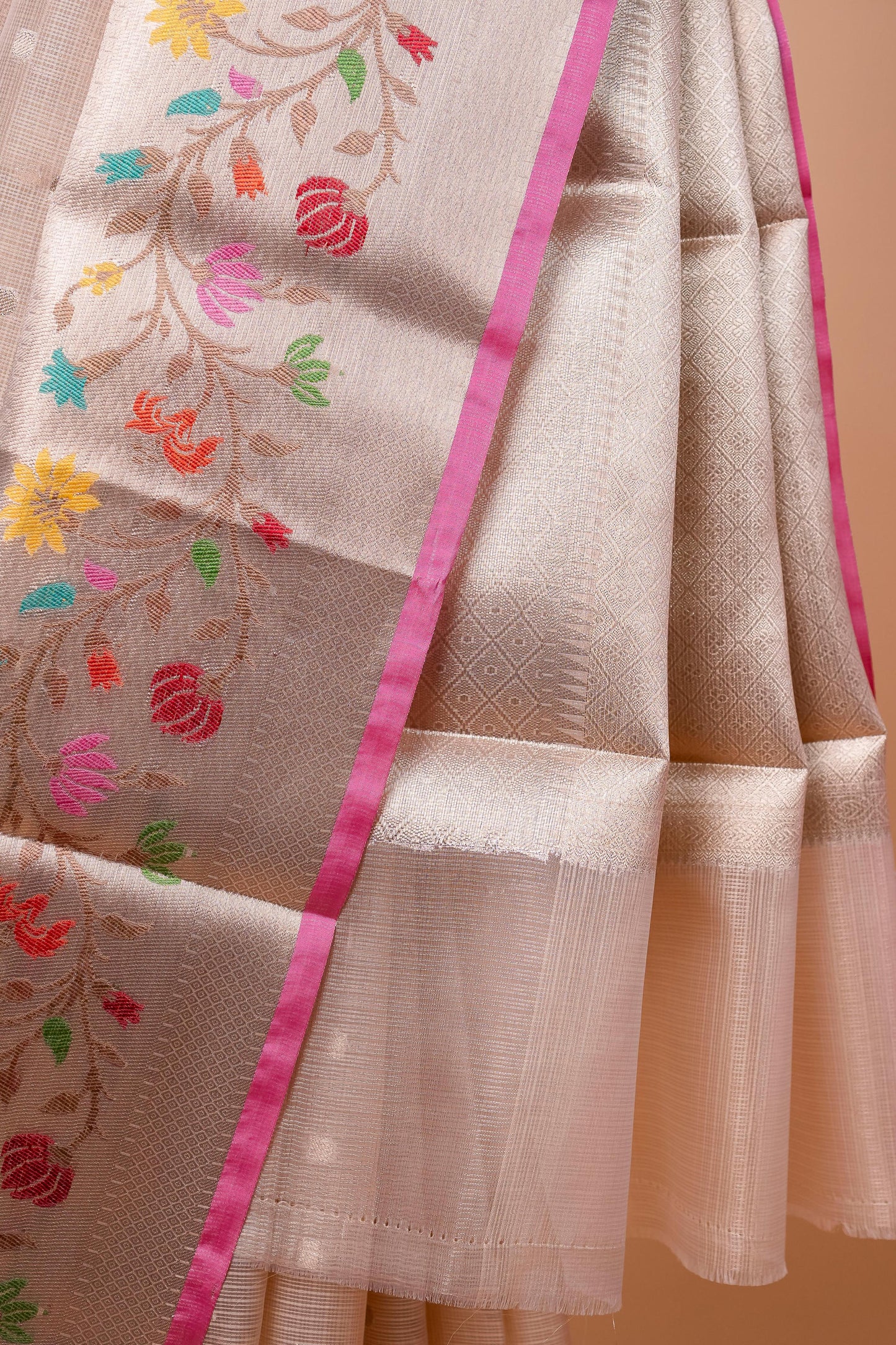 Beige Tissue Kota Designer Paithni Border Premium Banarasi Saree