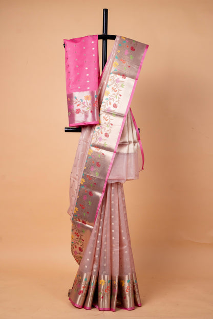 Peach Tissue Kota Designer Paithni Border Premium Banarasi Saree