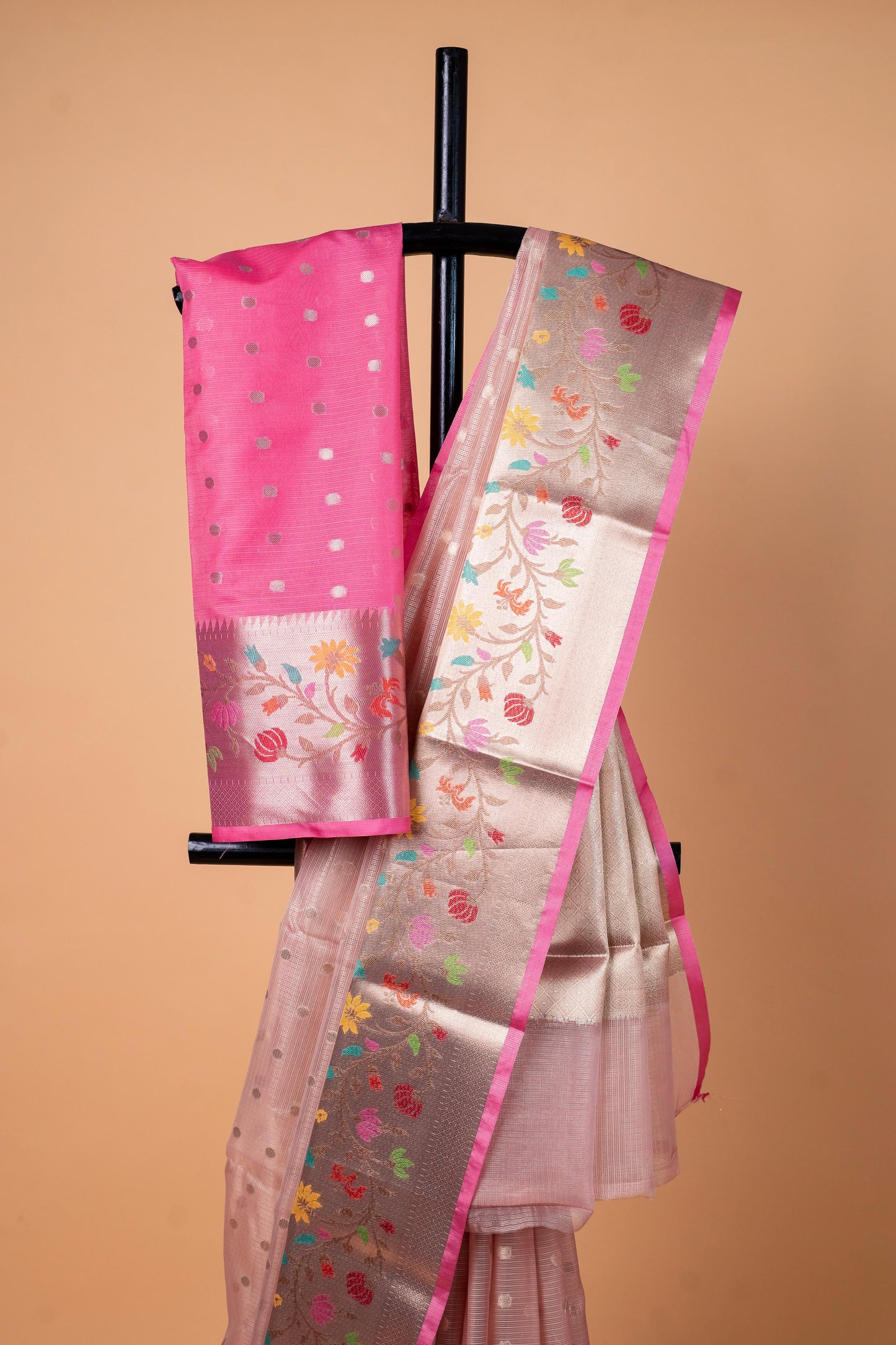 Peach Tissue Kota Designer Paithni Border Premium Banarasi Saree